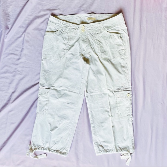 Urban Life Cotton Bungee-Hem Capri Pants Cream White Women Size 9/10 - Picture 3 of 5